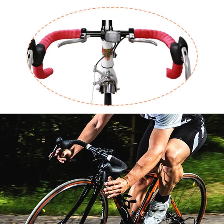 1 Pair Cycling Road Bike Sports Bicycle Cork Handlebar Tape Wrap   2 Bar Plug(White)