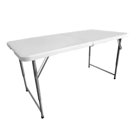 4 FT Granite White Adjustable Height Folding Table with Easy-Carry Handle