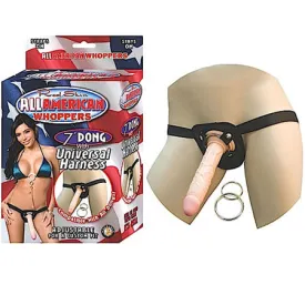 All American Whoppers 7-Inch Dong With Universal Harness-Flesh