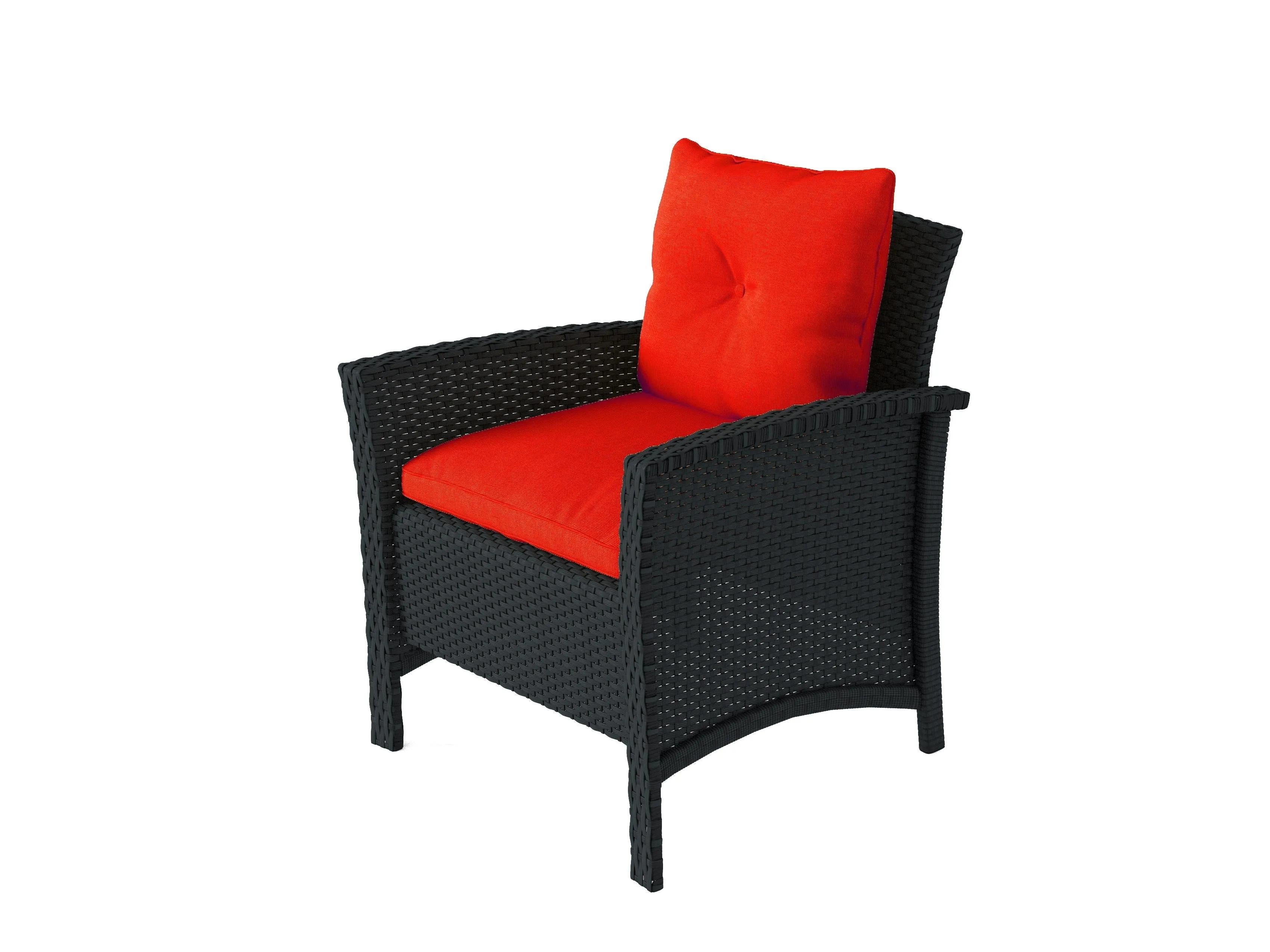 Black and Red Wicker 4pc Patio Set