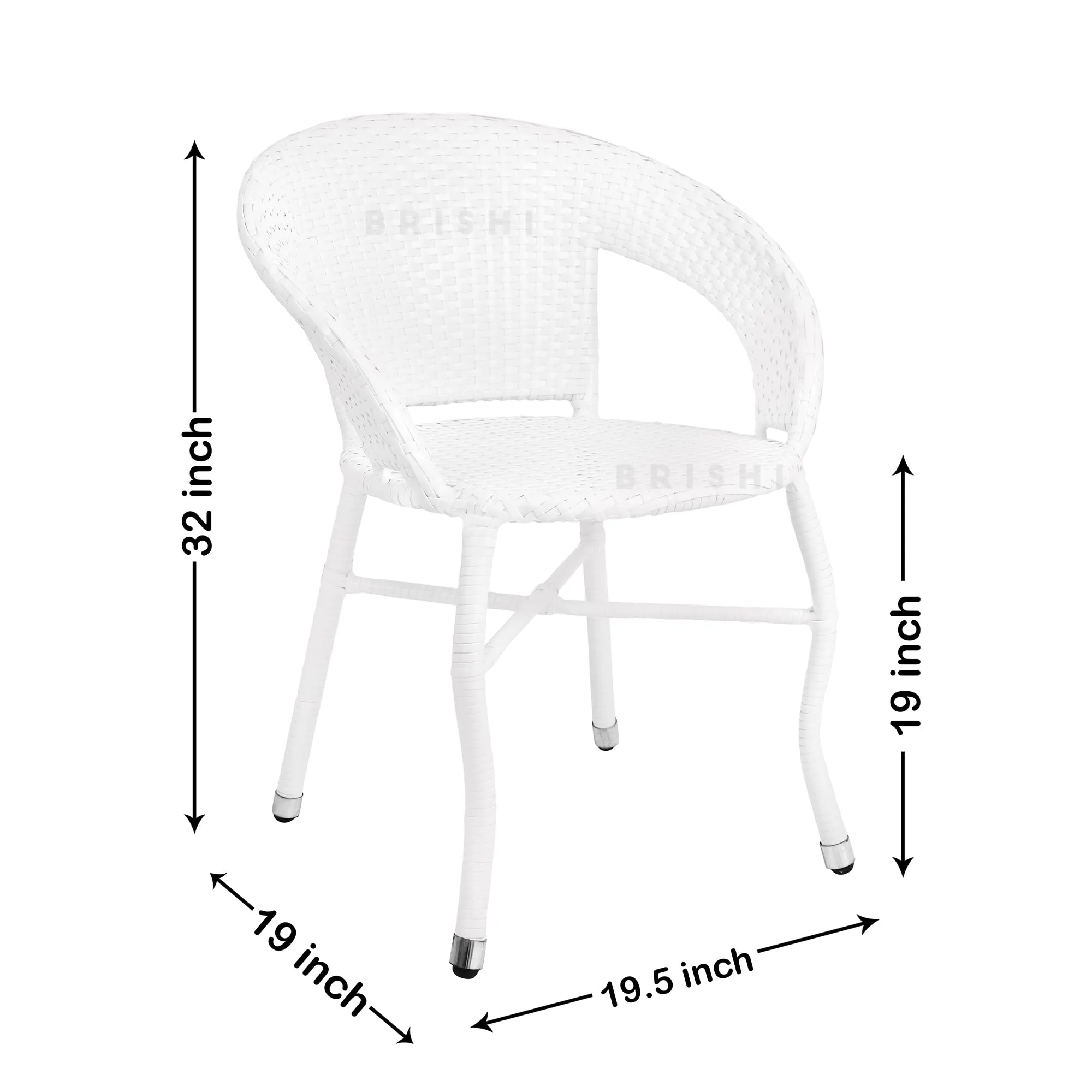 BRISHI Garden Patio Seating Chair and Table Set Outdoor Balcony Garden Coffee Table Set Furniture with 1 Square Table and 2 Chairs Set (White)