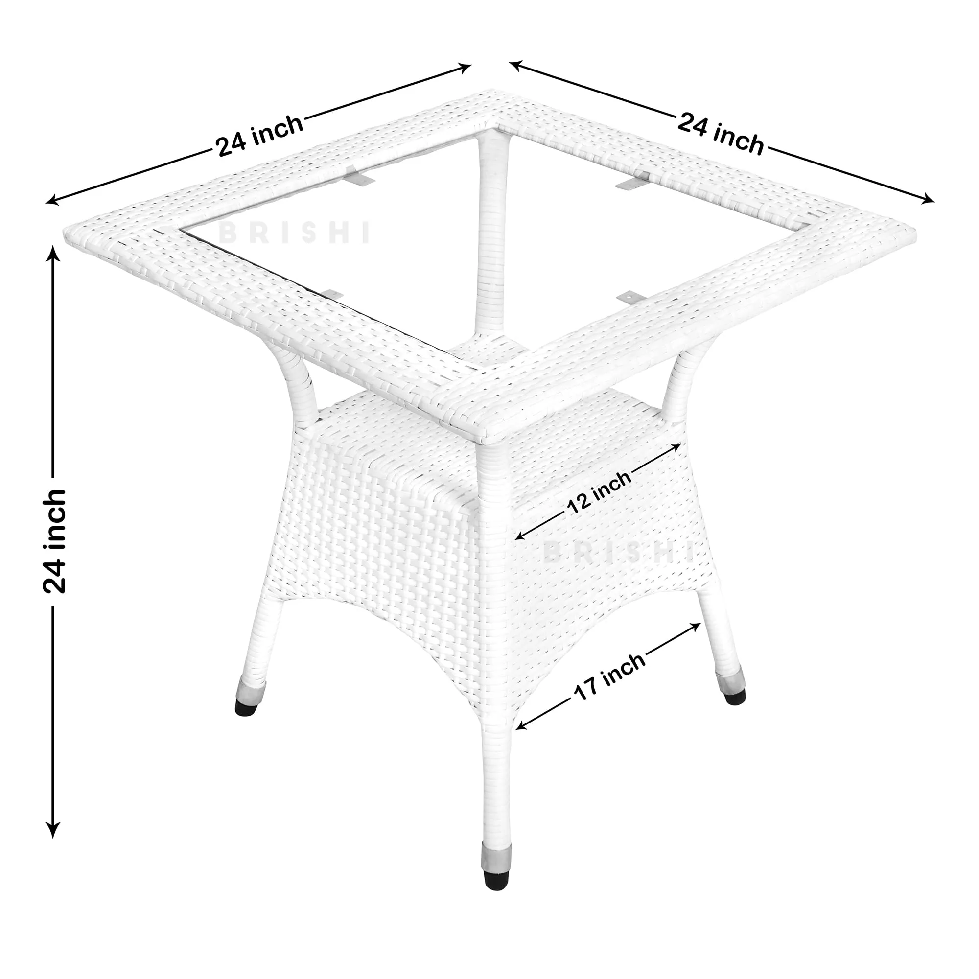 BRISHI Garden Patio Seating Chair and Table Set Outdoor Balcony Garden Coffee Table Set Furniture with 1 Square Table and 2 Chairs Set (White)