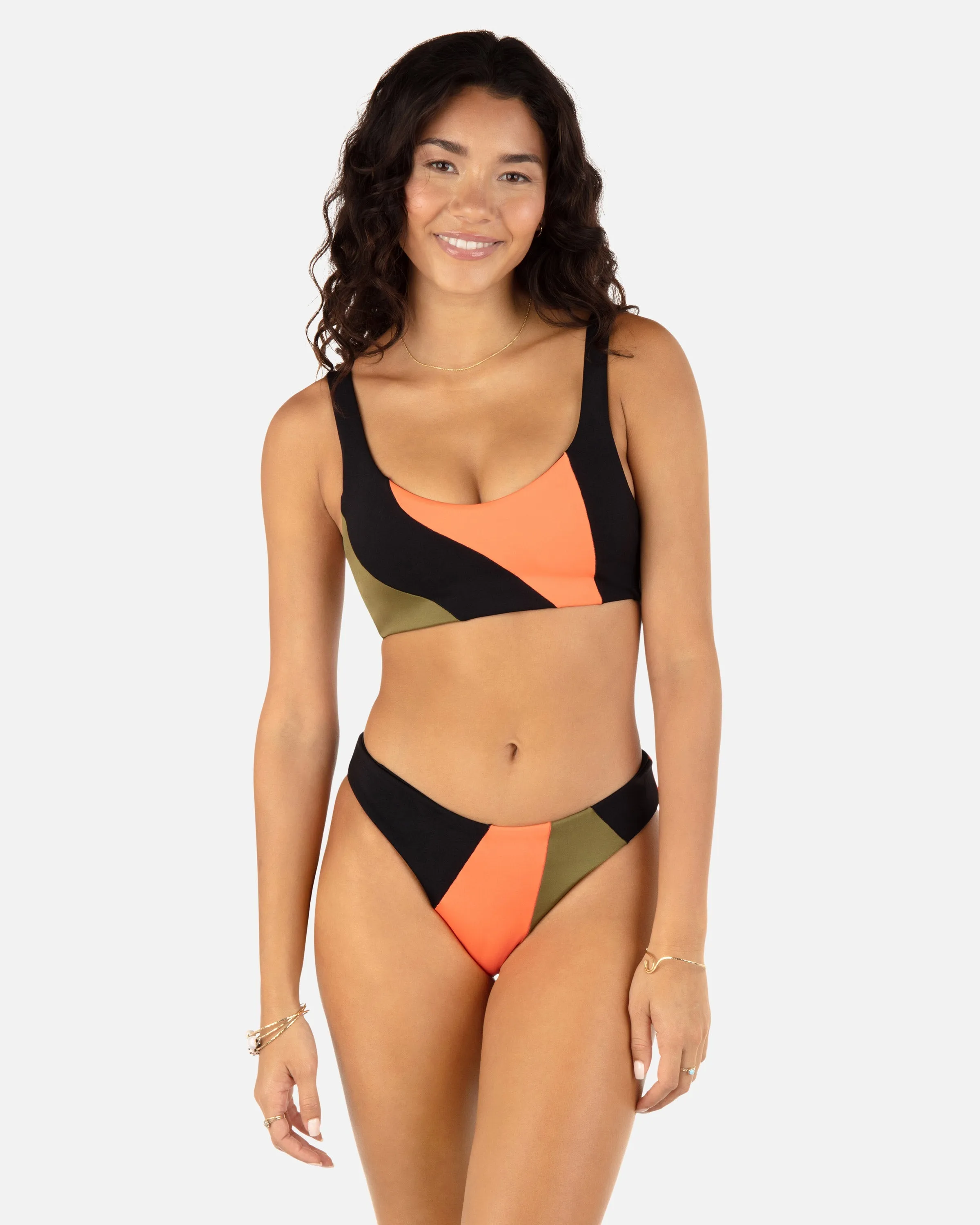 Color Blocked Max Mid Rise Cheeky Bottom