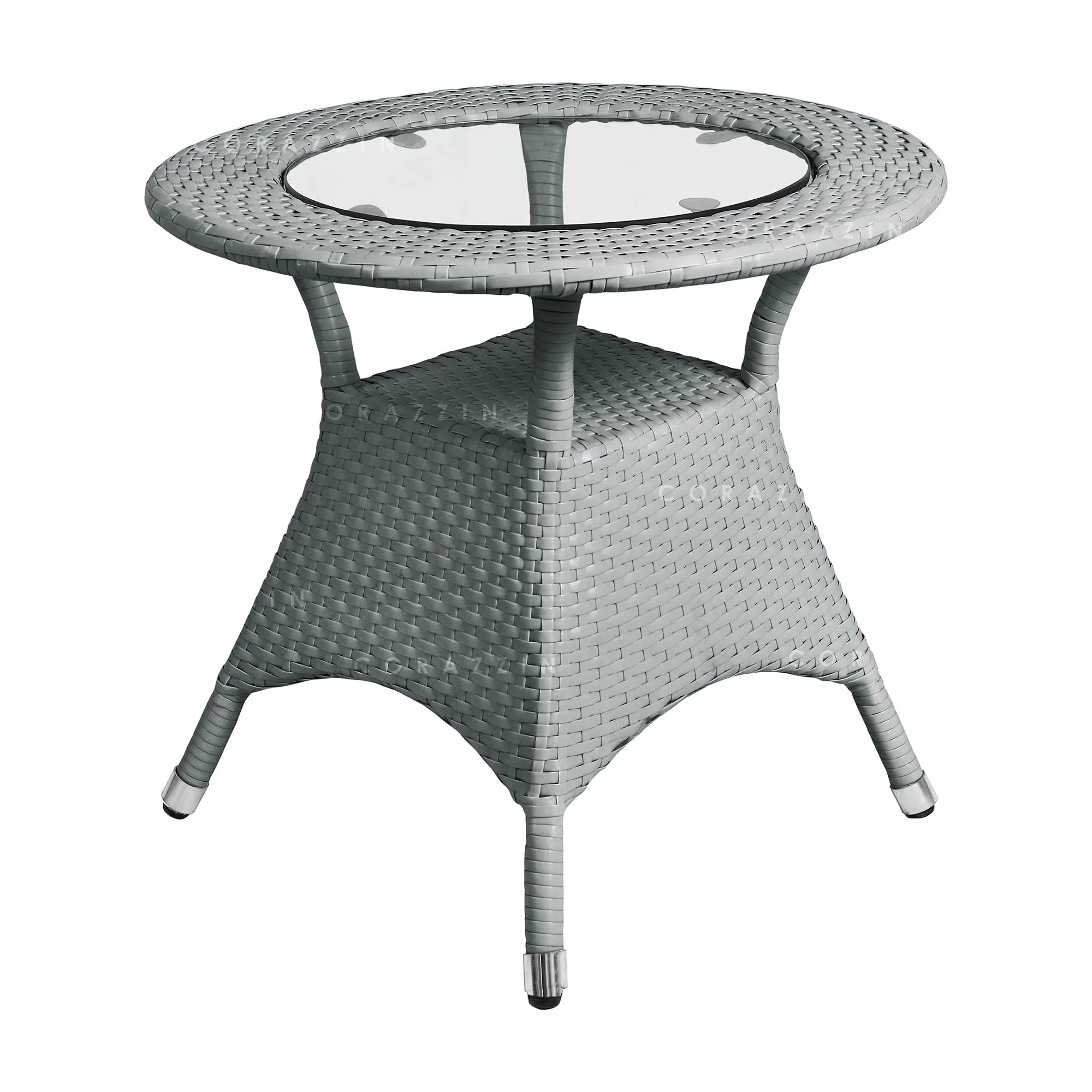 CORAZZIN Garden Patio 4 Seater Chair and Table Set Outdoor Balcony Garden Coffee Table Set Furniture with 1 Table and 4 Chairs Set - (Grey), Rattan, 56 Cm, 61 Cm