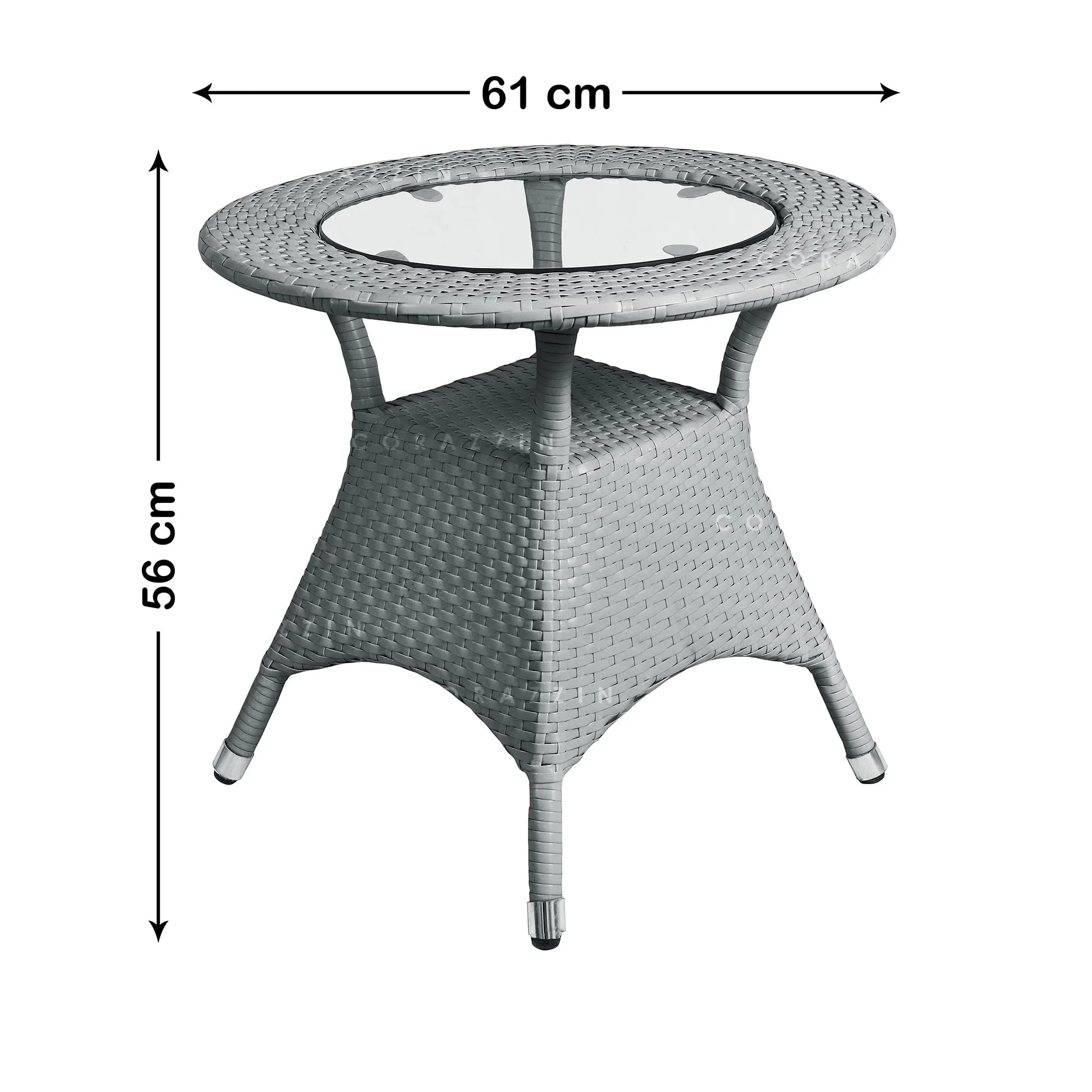 CORAZZIN Garden Patio 4 Seater Chair and Table Set Outdoor Balcony Garden Coffee Table Set Furniture with 1 Table and 4 Chairs Set - (Grey), Rattan, 56 Cm, 61 Cm