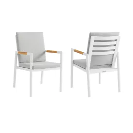 Crown - Outdoor Dining Chair With Light Gray (Set of 2) - White / Teak