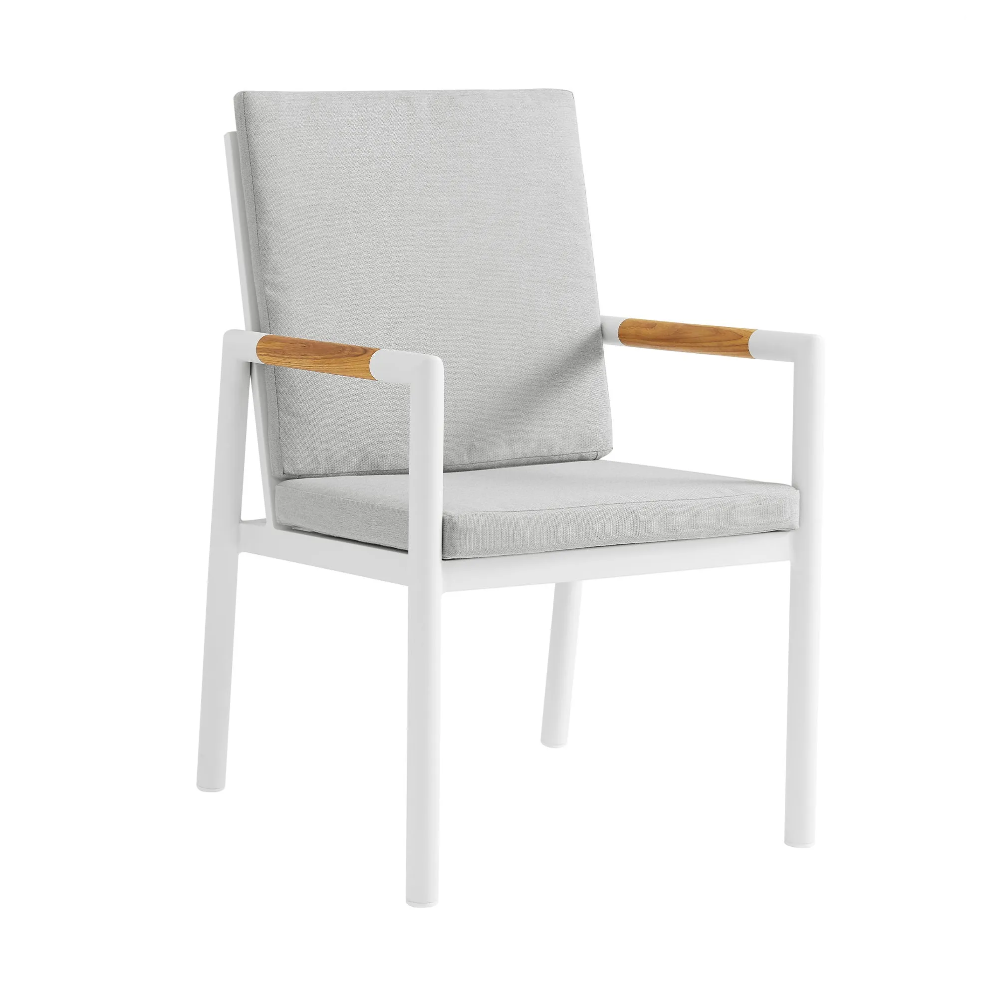 Crown - Outdoor Dining Chair With Light Gray (Set of 2) - White / Teak