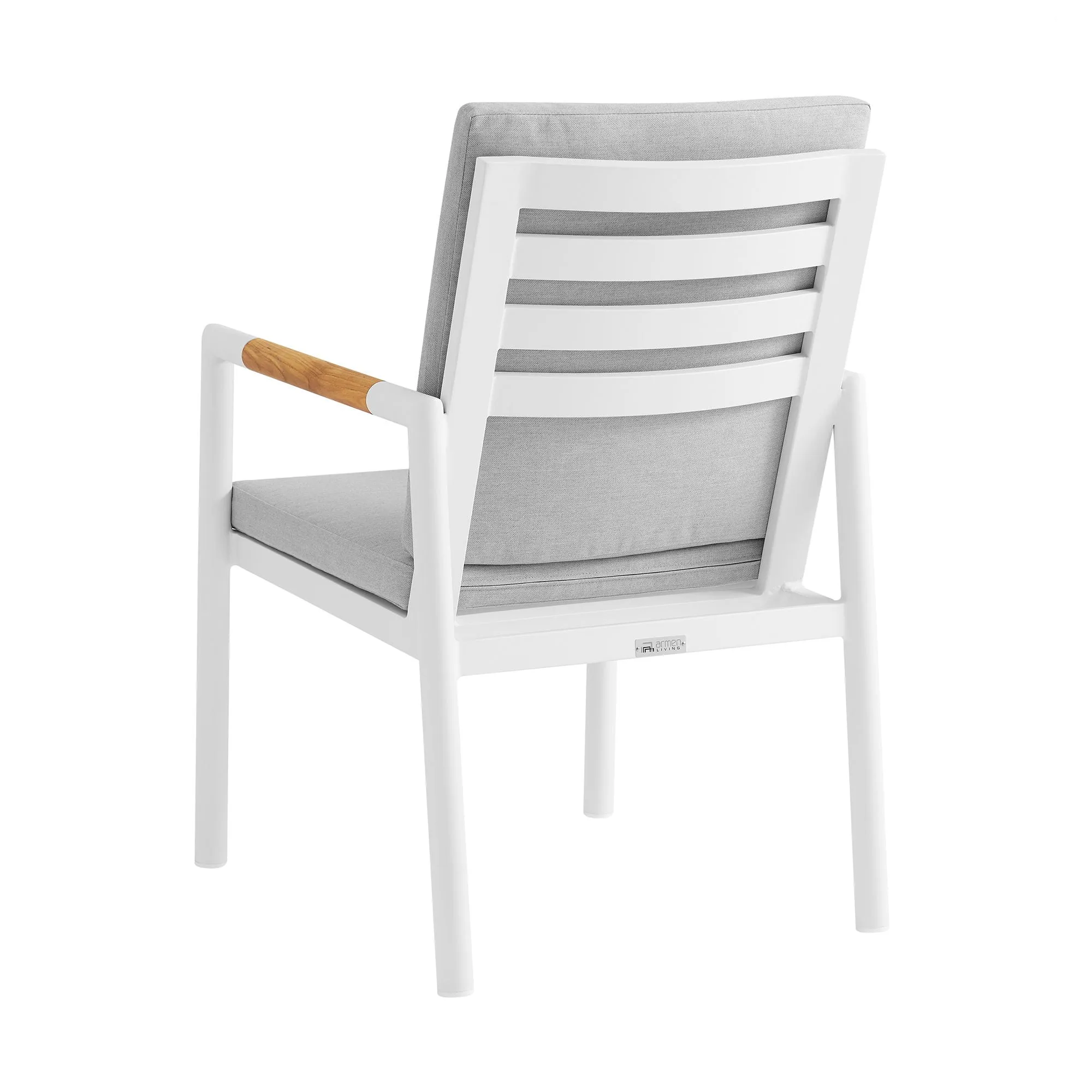 Crown - Outdoor Dining Chair With Light Gray (Set of 2) - White / Teak