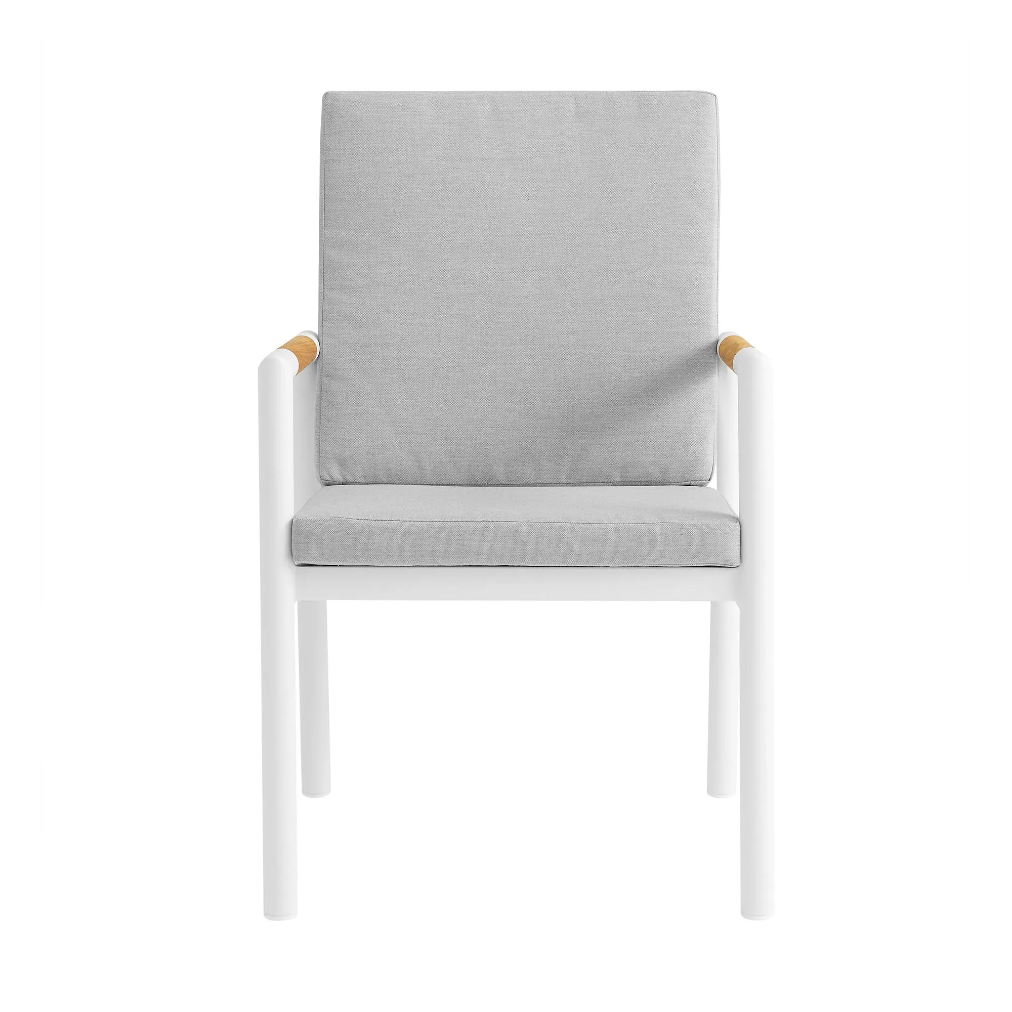 Crown - Outdoor Dining Chair With Light Gray (Set of 2) - White / Teak