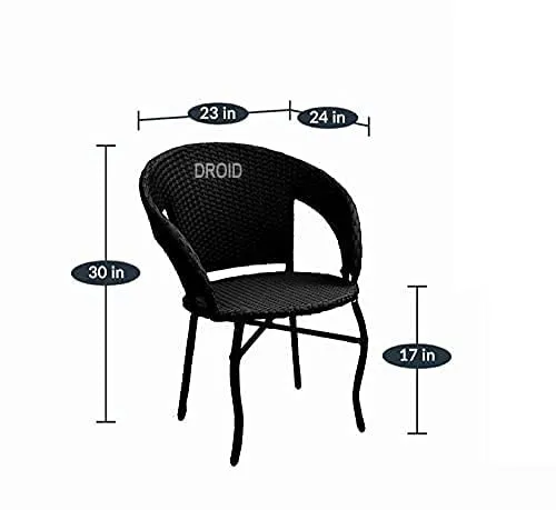 DROID FURNITURE Garden Patio Seating Chair and Table Set Outdoor Balcony Garden Coffee Table Set 1 Table and 4 Chairs Set (Black)