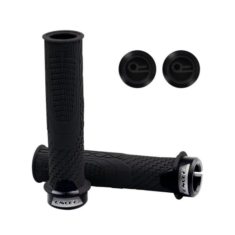 ENLEE 1pair Silicone Bicycle Covers Lockable Cycling Grips With Handlebar Blocking(Black)