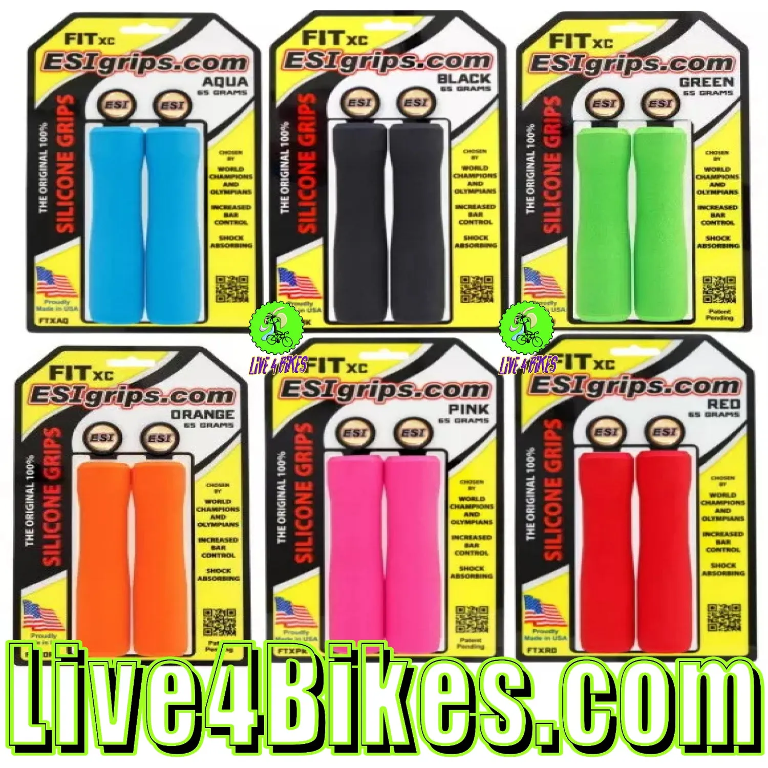 ESI Fit XC Silicone Grips with Plugs 5" 32/34mm - Multi Colors