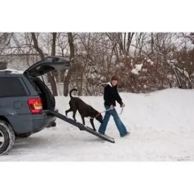 Full Length Bi-Fold Pet Ramp- Black-Blue