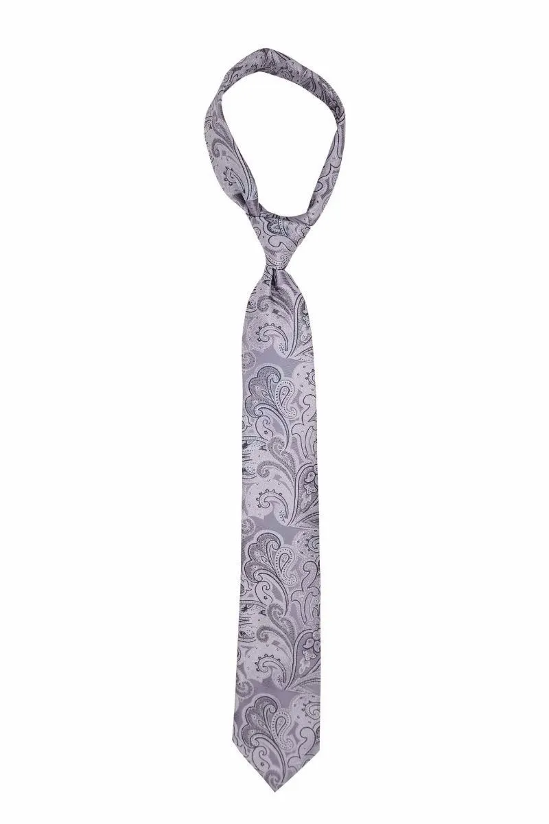 Light Silver Paisley Traditional Tie