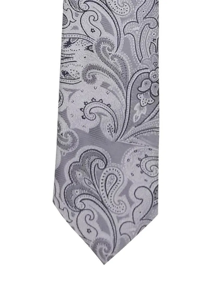 Light Silver Paisley Traditional Tie