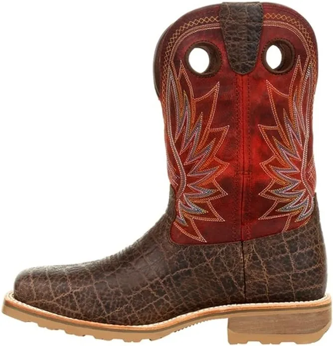 Men's Durango Maverick Pro Safari Elephant & Crimson WP, PR, SR Pull On Steel Toe Western Work Boot