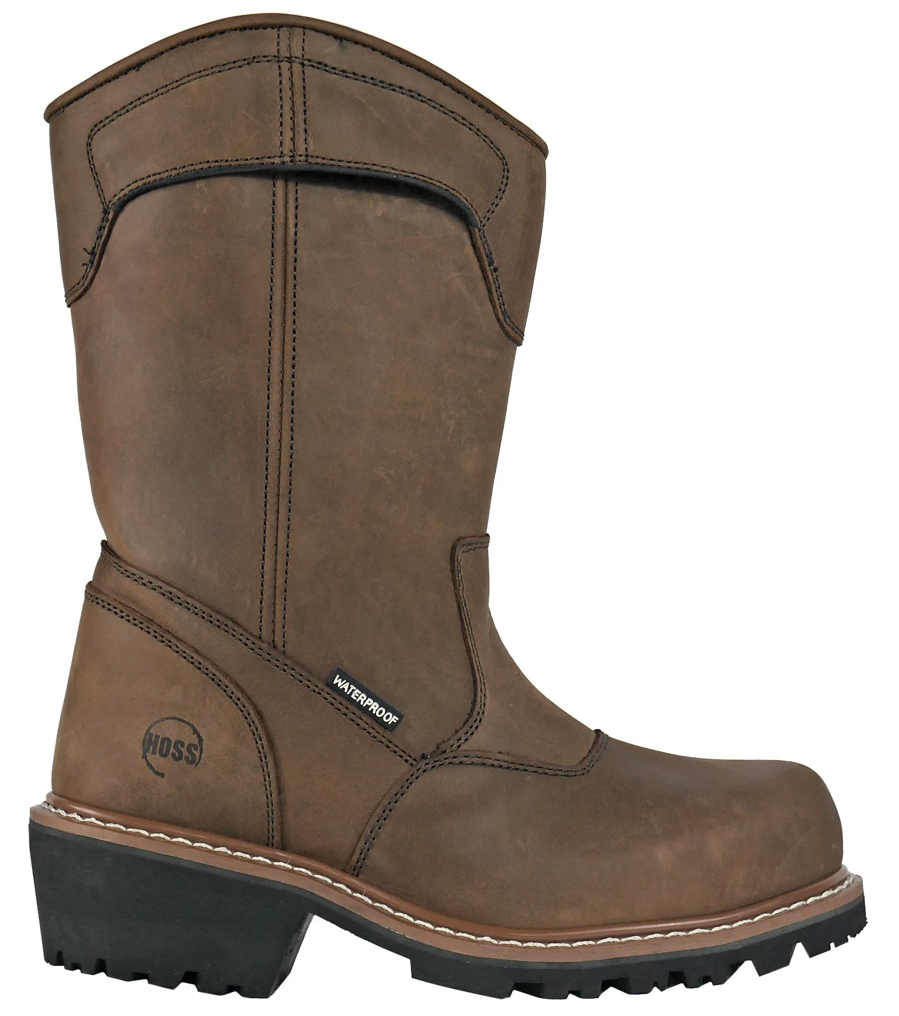 Men's Hoss Buford Logger Brown, EH, PR, WP, Pull On Composite Toe Boot