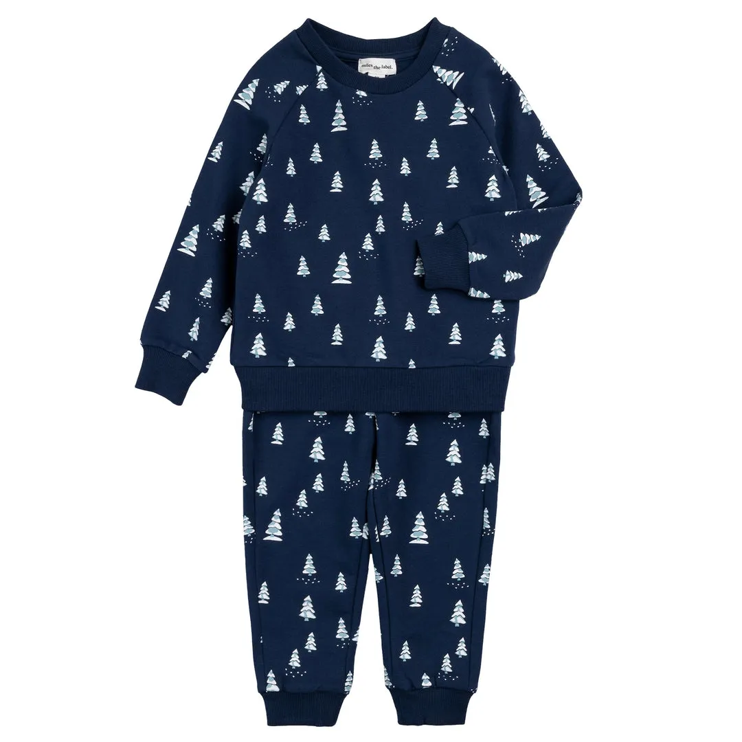 Miles Snowy Pine Print Jogger Set