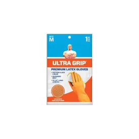 Mr. Clean 243036 Ultra Grip Latex Gloves With Grippers, Medium , 1 Pair