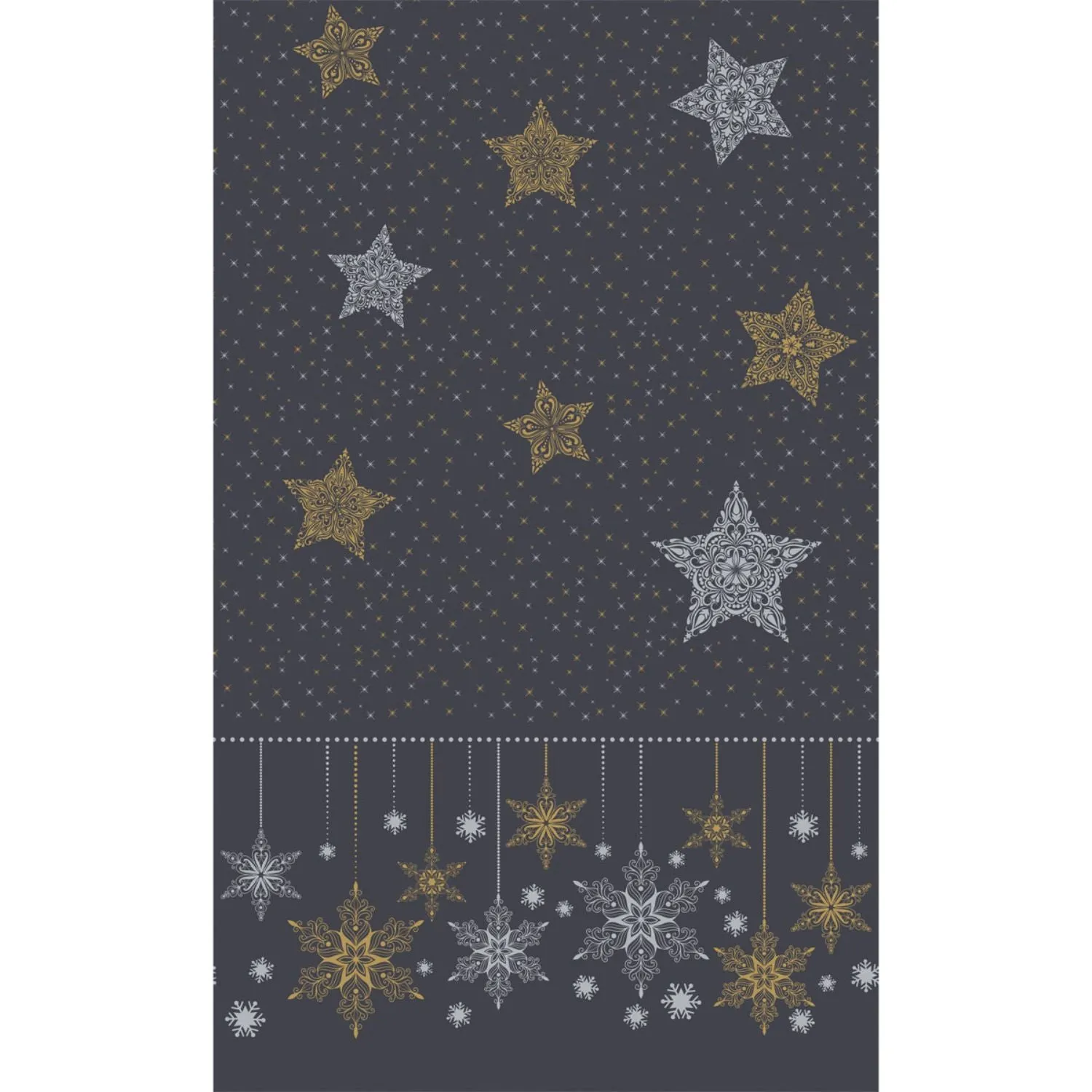 N.J Products 138 x 220cm Snow stars Black Tablecover