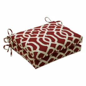 Outdoor/Indoor New Geo Red Squared Corners Seat Cushion (Set of 2)