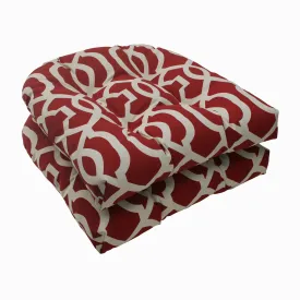 Outdoor/Indoor New Geo Red Wicker Seat Cushion (Set of 2)