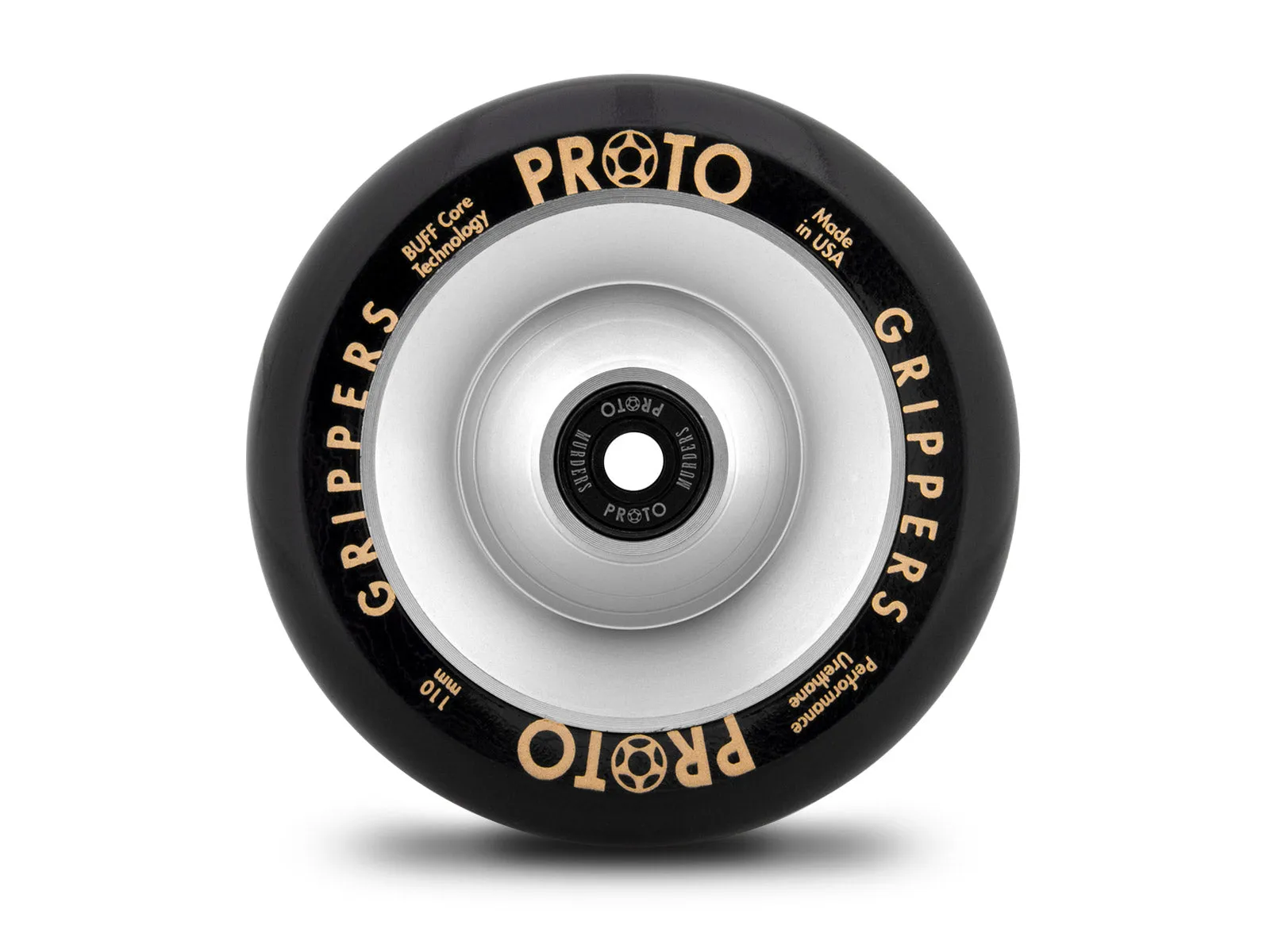 Proto Wheels Classic Full Core Grippers 110mm Black on Raw (Pair)