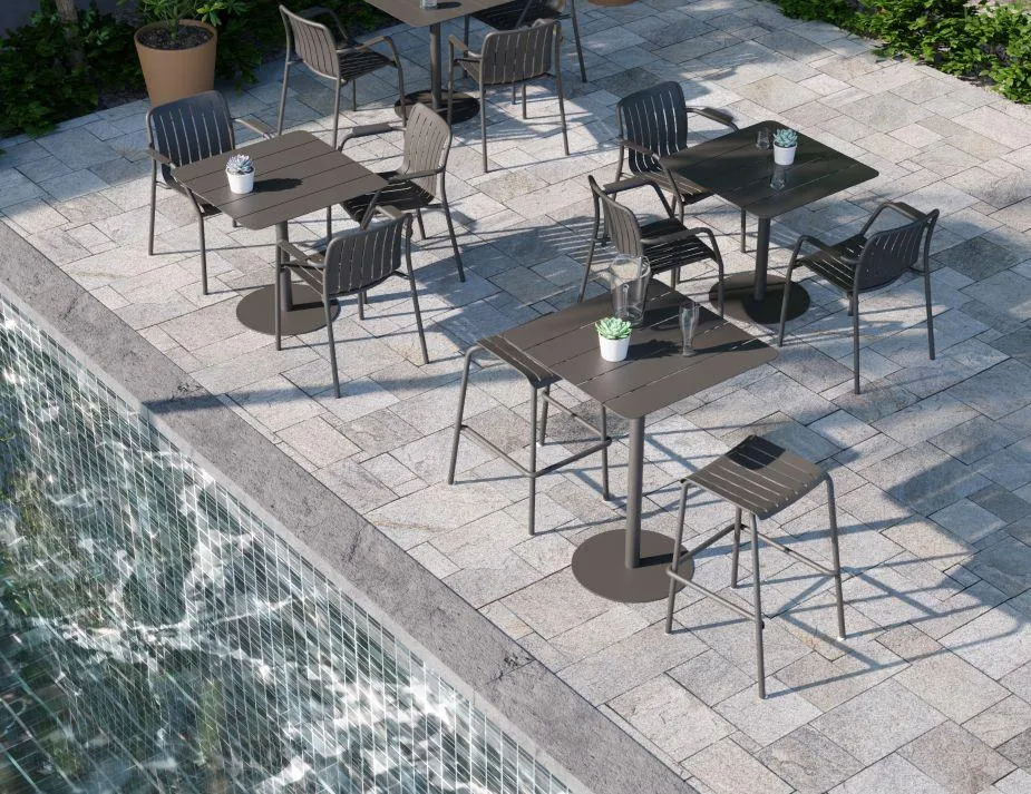 Roku Outdoor Backless Bar Stool in Matt Charcoal