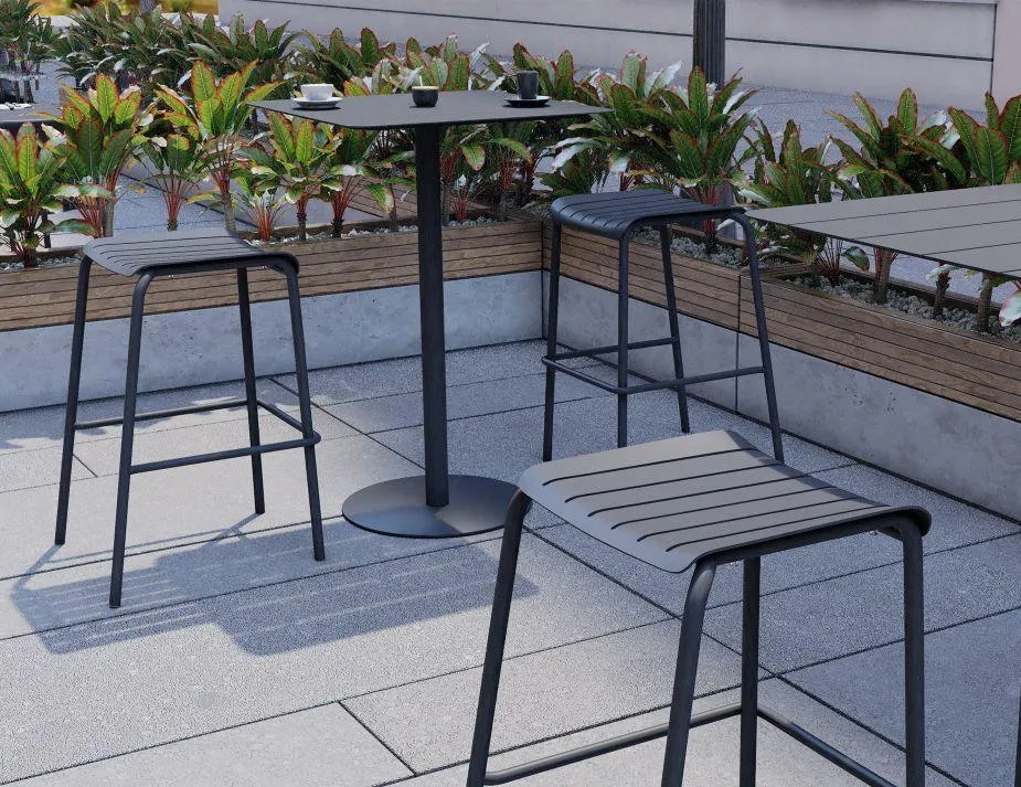 Roku Outdoor Backless Bar Stool in Matt Charcoal