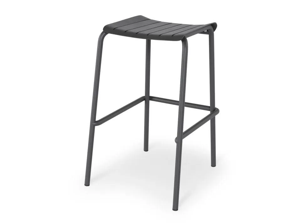 Roku Outdoor Backless Bar Stool in Matt Charcoal