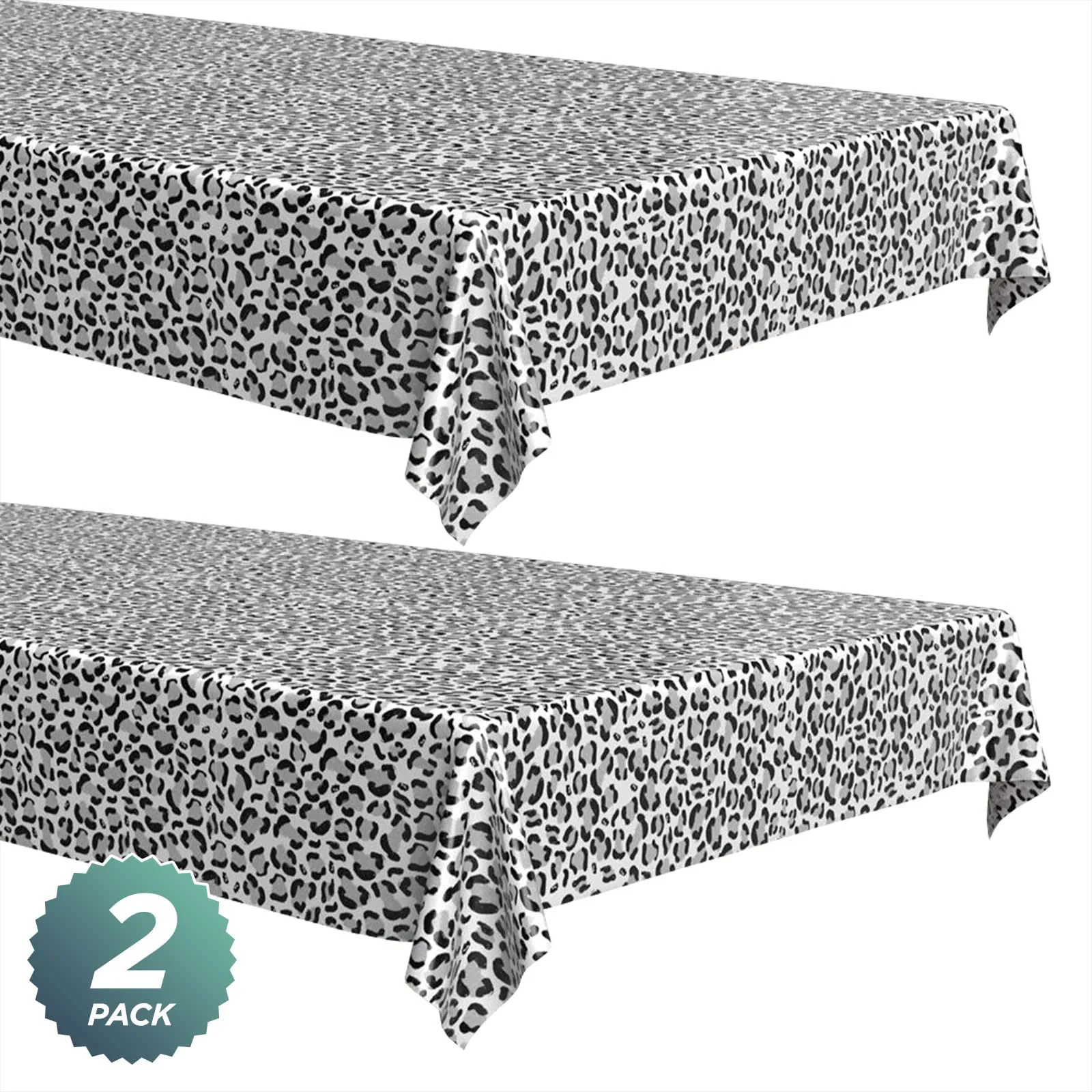 Snow Leopard Print Party Supplies Plastic Table Cover, 54" x 108" (2 Pack)