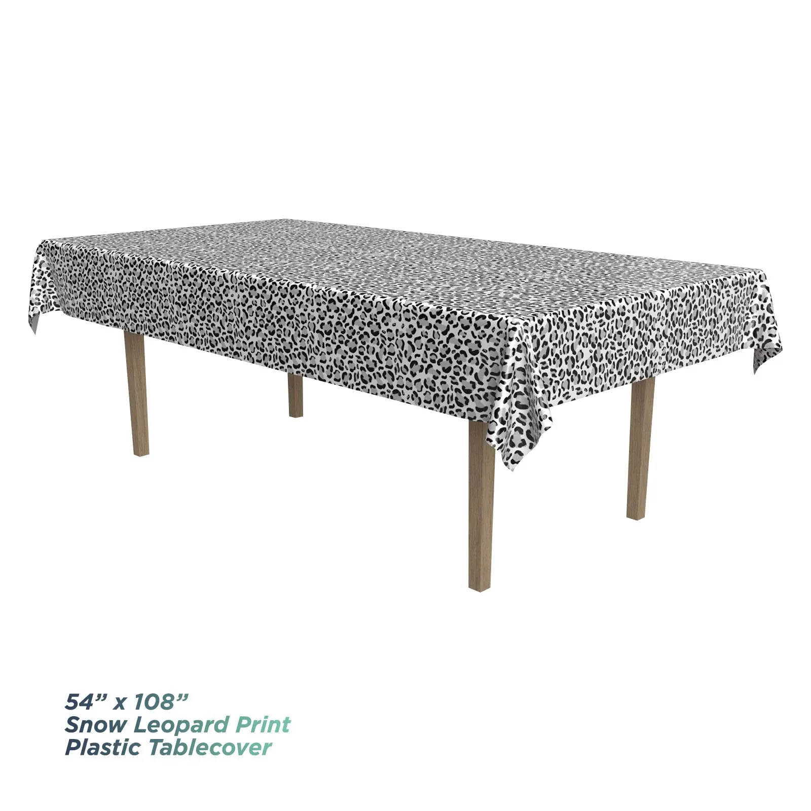 Snow Leopard Print Party Supplies Plastic Table Cover, 54" x 108" (2 Pack)