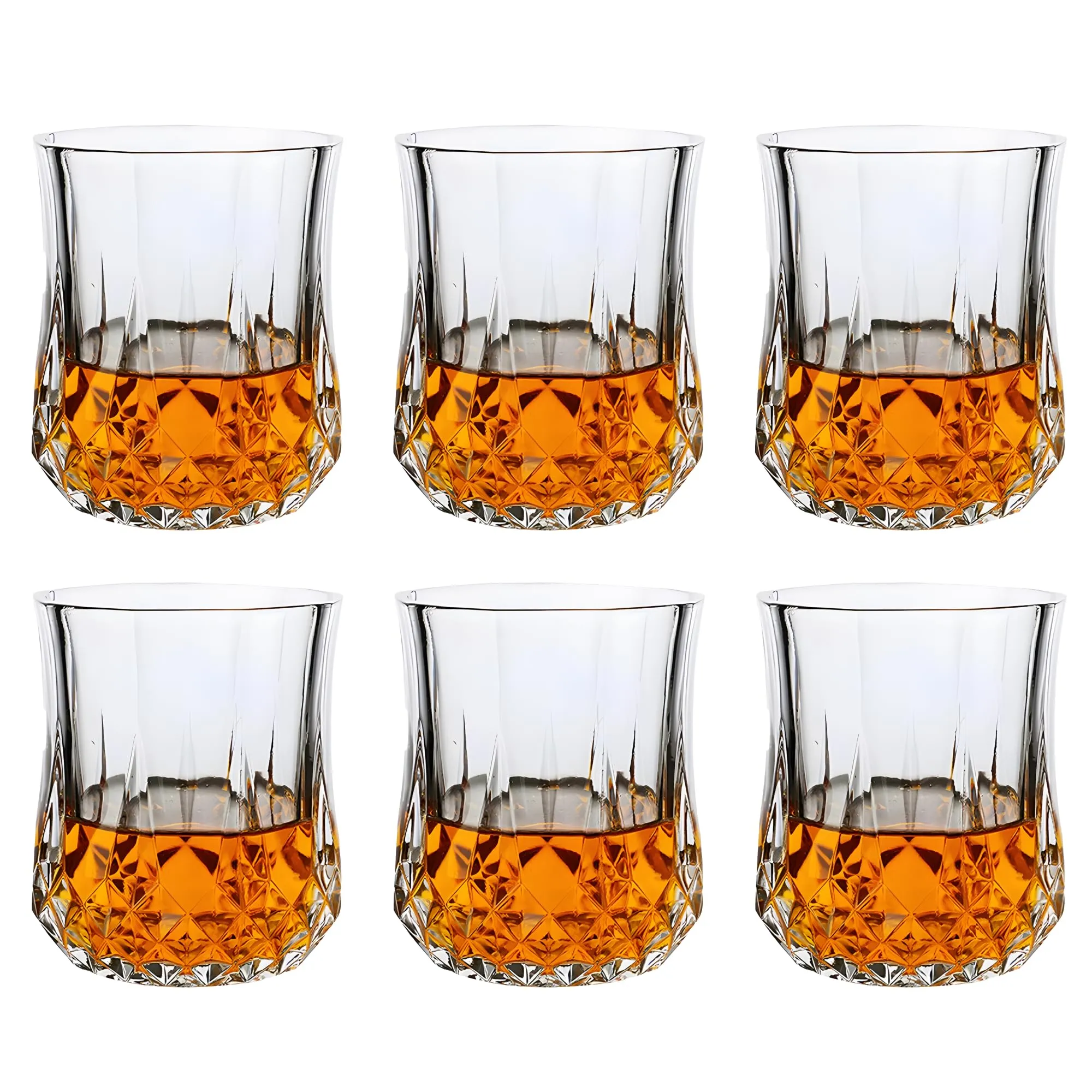 The Better Home Whiskey Glasses Set of 6 (200ml Each) | Lead Free Neat Whiskey Glass | Heavy Bottom Drinking Glass | Crystal Glass for Bar Home | Glass for Drinks | Cocktail Glasses | Highball Glass