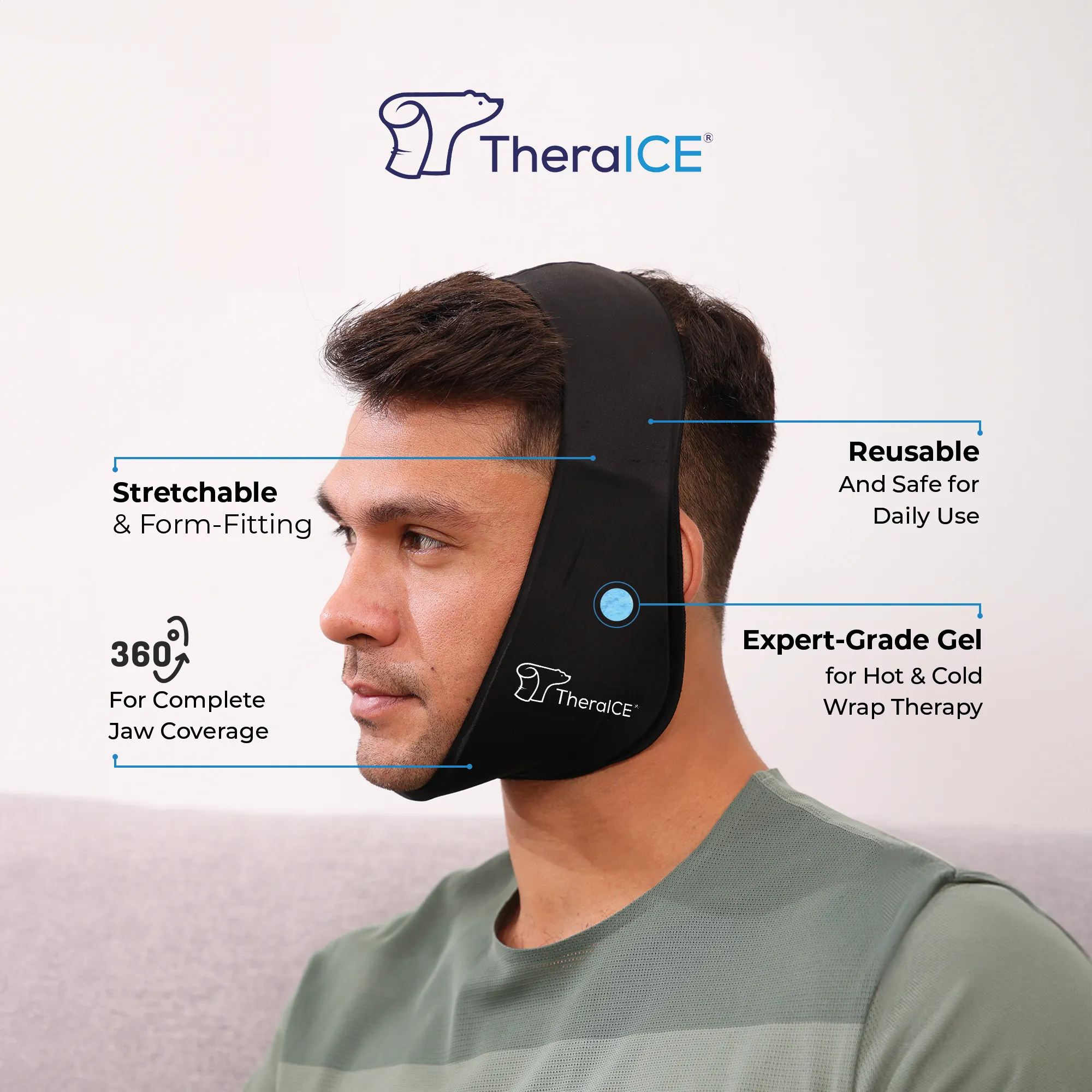 TheraICE Hot & Cold Therapy Jaw Wrap- One Size