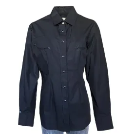 Women's Solid Black 100% Cotton Western Shirt