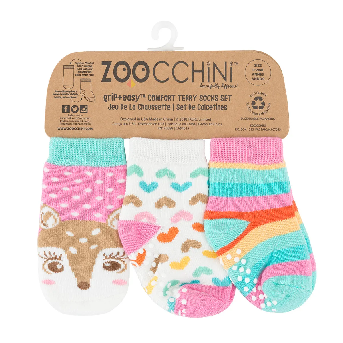 ZOOCCHINI - 3pair Comfort Terry Socks  0-24M